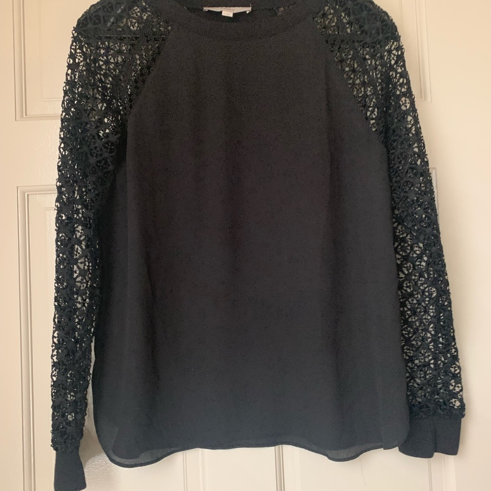 LOFT Black Lace Sleeve Blouse